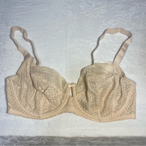 Paramour Other - 34DDD Paramour Bra with Flaw 34F Eyelash Lace Demi Underwire Cream Nude
